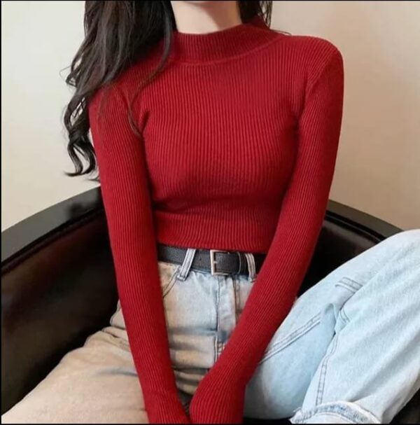Autumn winter mock neck basic jumper long sleeve knitting pullover - Image 8