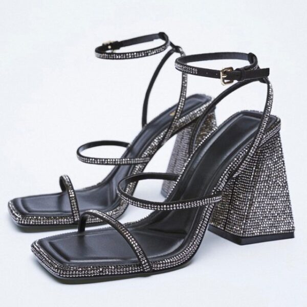 Lux Rhinestone Studded Block Heels On PRE-BOOK