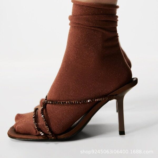 Lux Brown Stone Embellished Heels On PRE-BOOK - Image 4