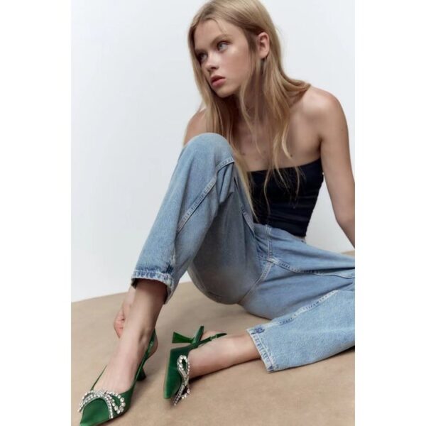 Lux  Green Bow Embellished Heels On PRE-BOOK - Image 5