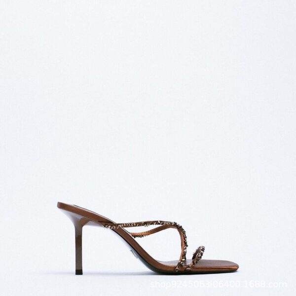 Lux Brown Stone Embellished Heels On PRE-BOOK - Image 6