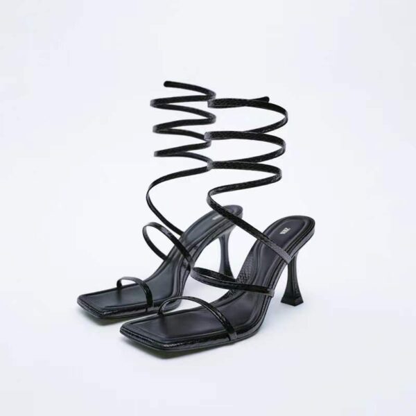 Lux  Spiral Strap Black Heels On PRE-BOOK