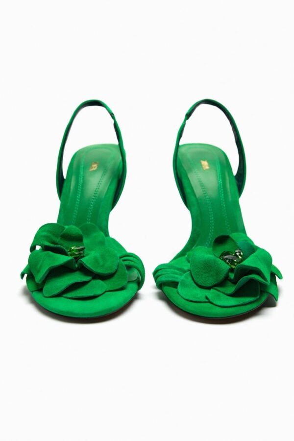 Lux  Flower Embellished Green Heels On PRE-BOOK - Image 3