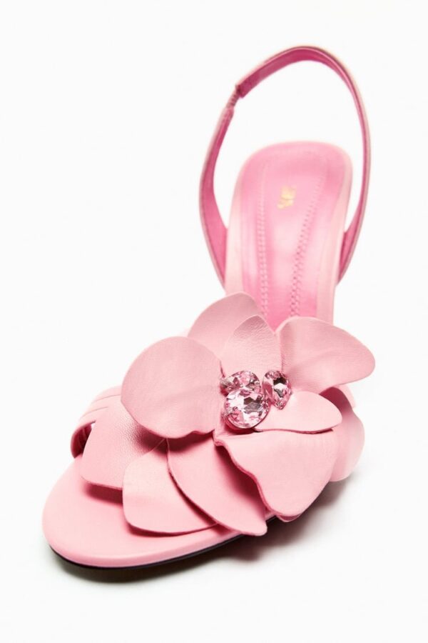 Lux  Pink Flower Embellished Heels On PRE-BOOK - Image 2