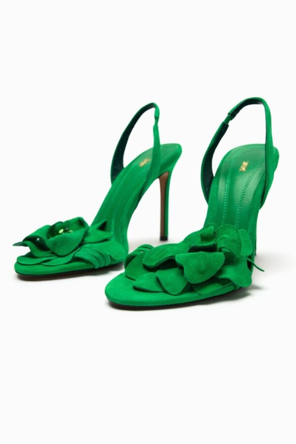 Lux  Flower Embellished Green Heels On PRE-BOOK