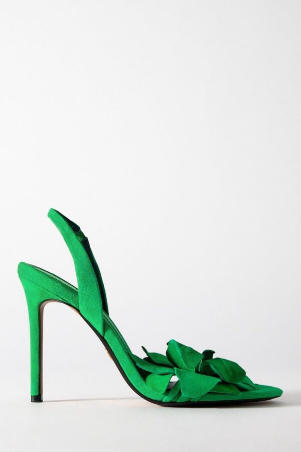Lux  Flower Embellished Green Heels On PRE-BOOK - Image 5
