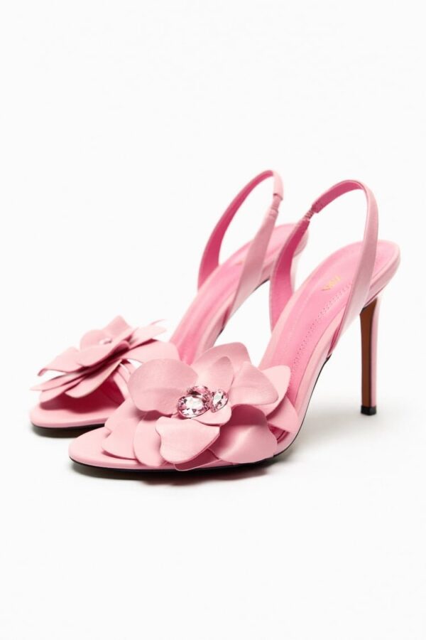 Lux  Pink Flower Embellished Heels On PRE-BOOK