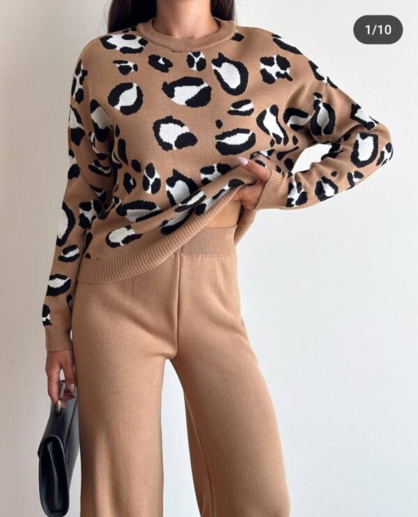 Knitted Winter Leopard Coord Set - Image 2