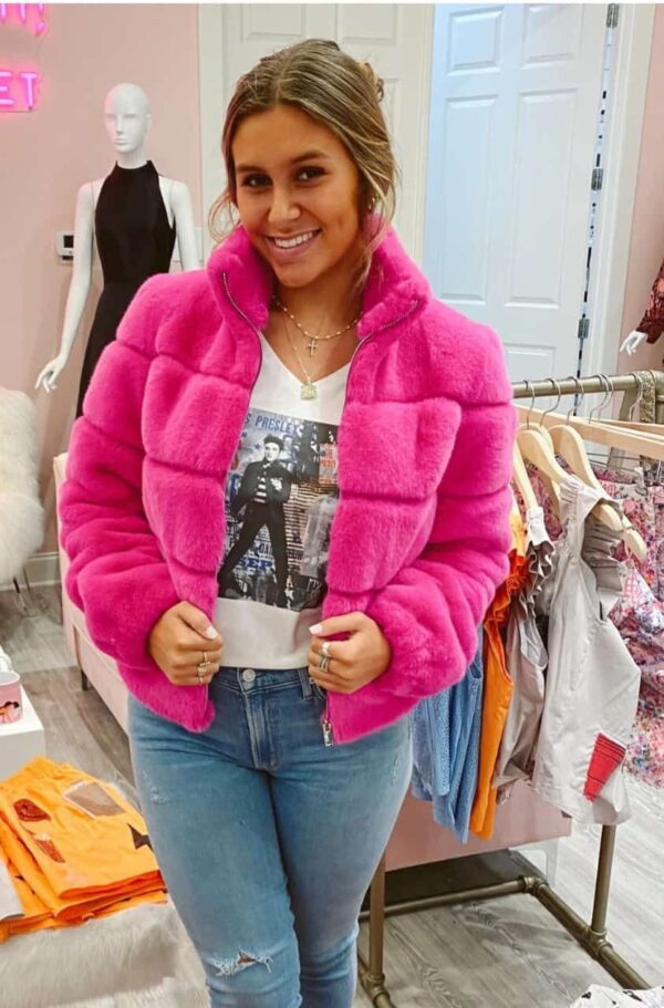 Pink Fur Puffer Jacket - Image 4