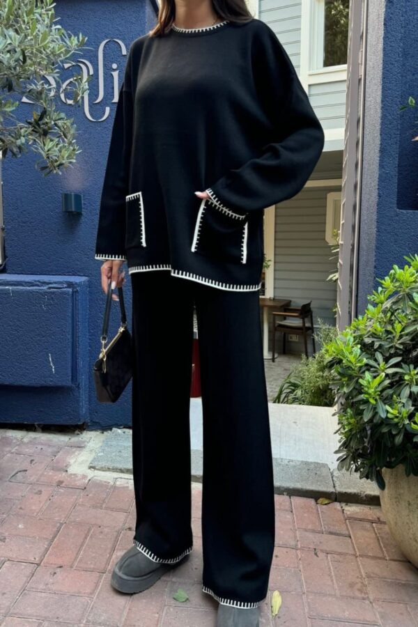 Round Neck Pocket Pattern Coord Set - Image 3