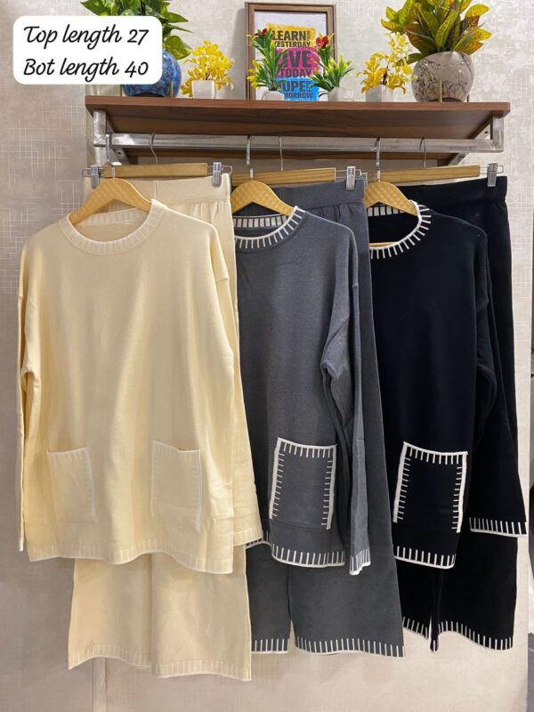 Round Neck Pocket Pattern Coord Set - Image 2