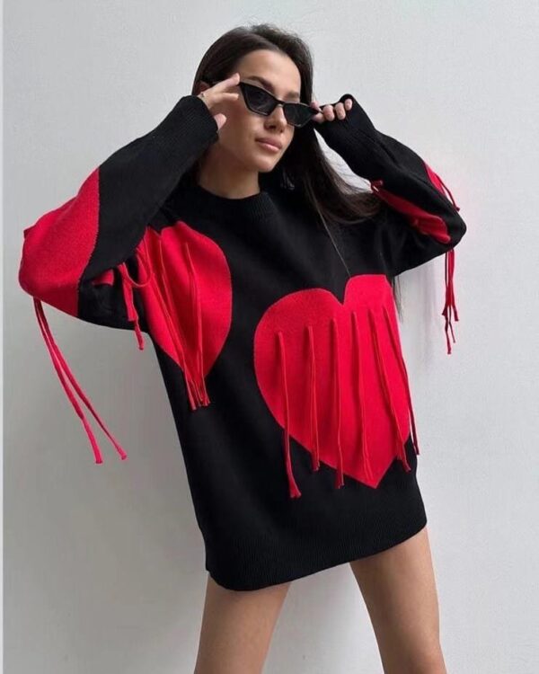 Heart Fleece Fringes sweatshirt - Image 3