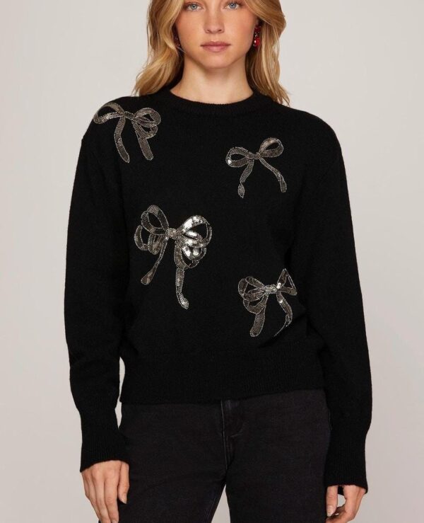 Imported Sequinned Ribbon Pullover - Image 2