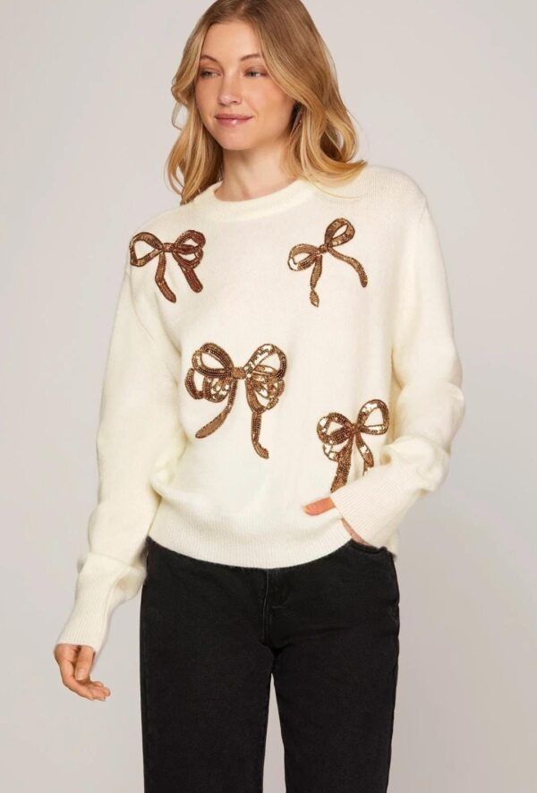 Imported Sequinned Ribbon Pullover