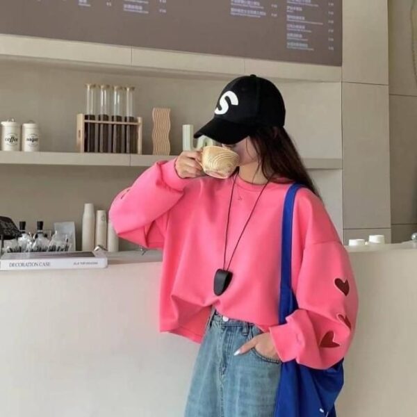 Heart cutwork sweatshirt
