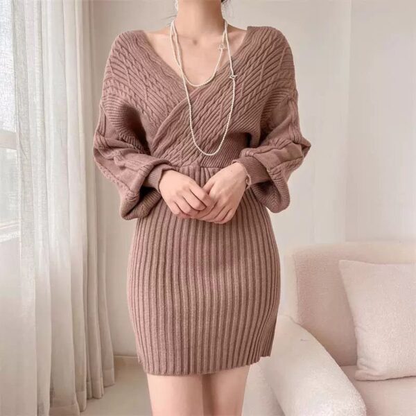 Premium Winter Knitted Designer Wrap Dress - Image 2