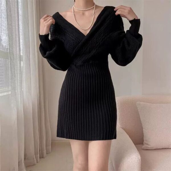 Premium Winter Knitted Designer Wrap Dress - Image 3