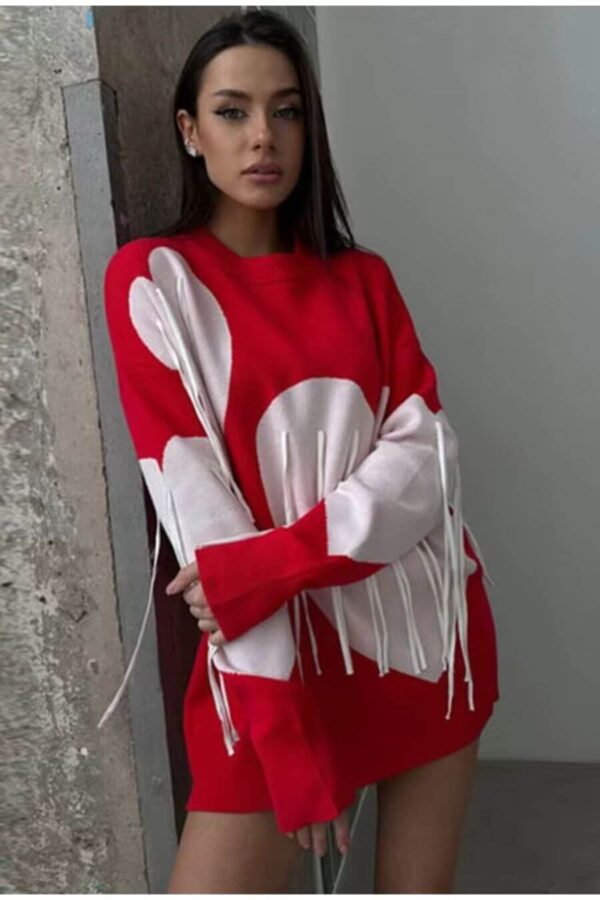 Heart Fleece Fringes sweatshirt - Image 2