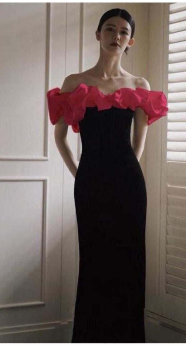 Ruffled Velvet Long Gown - Image 3
