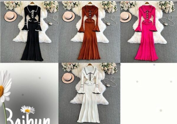 Bell sleeves super stretchable full length dresses - Image 7