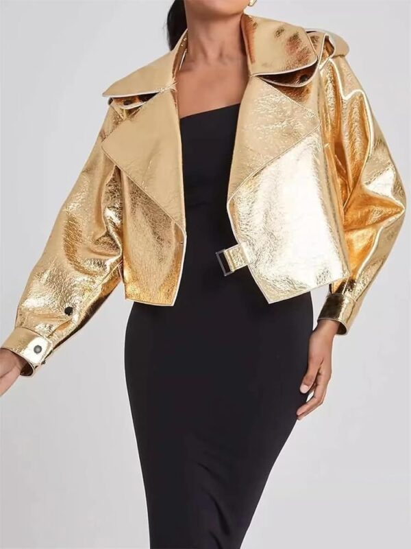 Shiny Faux Leather Jacket - Image 2