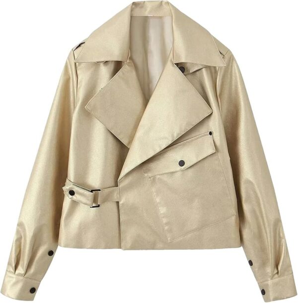 Shiny Faux Leather Jacket - Image 4
