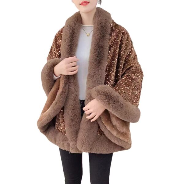 BEAUTIFUL SEQUINNED CAPES
 WITH  SOFT FUR ON BORDERS - Image 2