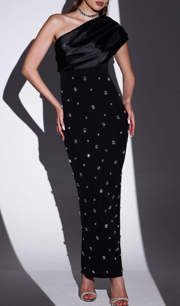 Velvet Partywear Crystal bandage Dress - Image 4