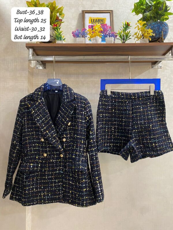 Tweed Blazer With Shorts Set - Image 4