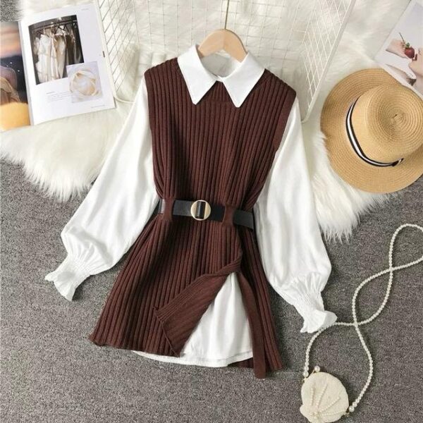 Cutsleeve Vest Shirt and Belt - Image 2