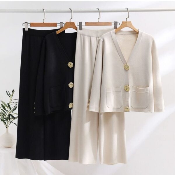 Golden Brooch Buttoned Coord Set - Image 2
