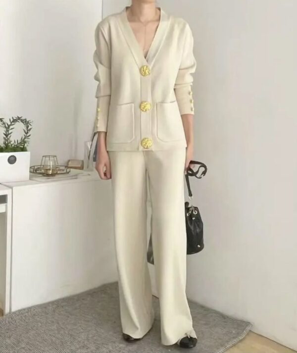 Golden Brooch Buttoned Coord Set