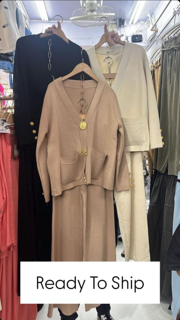 Golden Brooch Buttoned Coord Set - Image 3