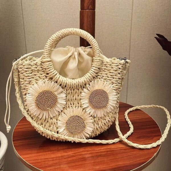 Jute bag Straw flower Pateched Bag - Image 4