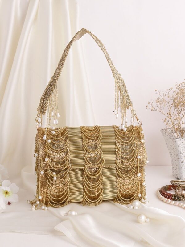 Designer Silver Katdana Flap Clutch