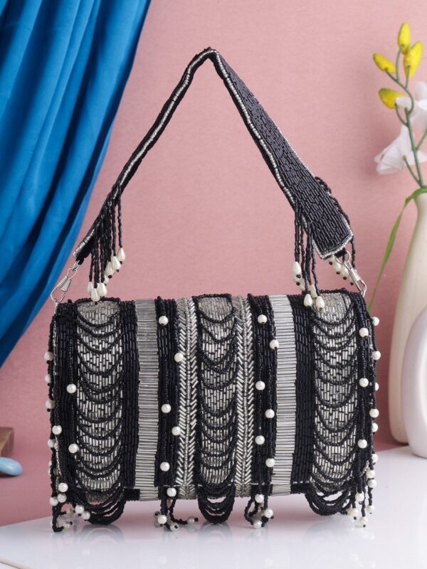 Designer Silver Katdana Flap Clutch - Image 3