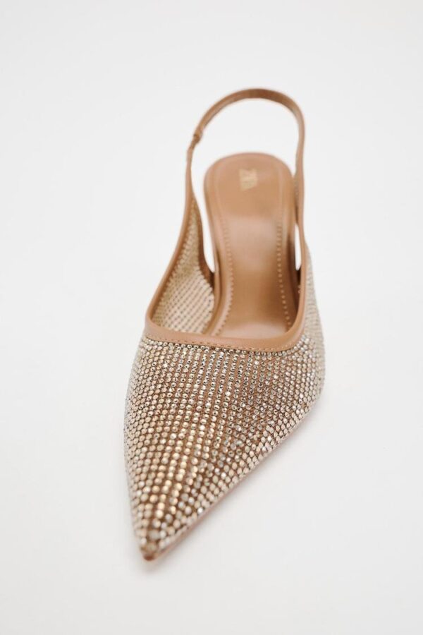 Premium Rhinestone Studded Nude Heels - Image 3