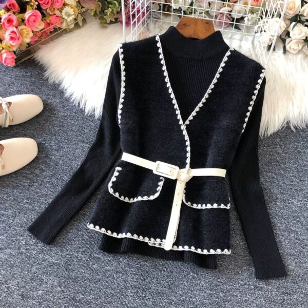 Tweed Vest with Inner & belt - Image 3