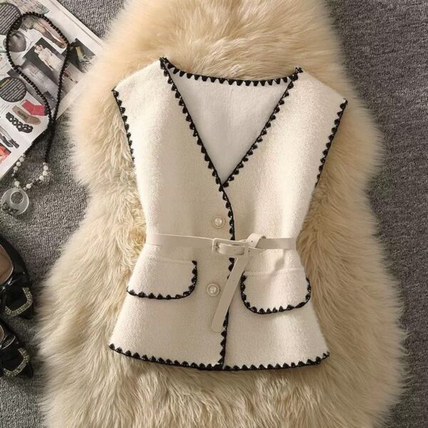 Tweed Vest with Inner & belt - Image 2