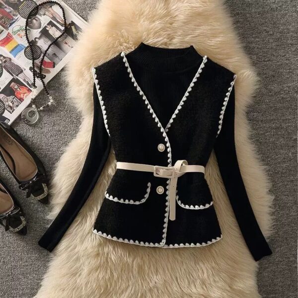 Tweed Vest with Inner & belt - Image 4