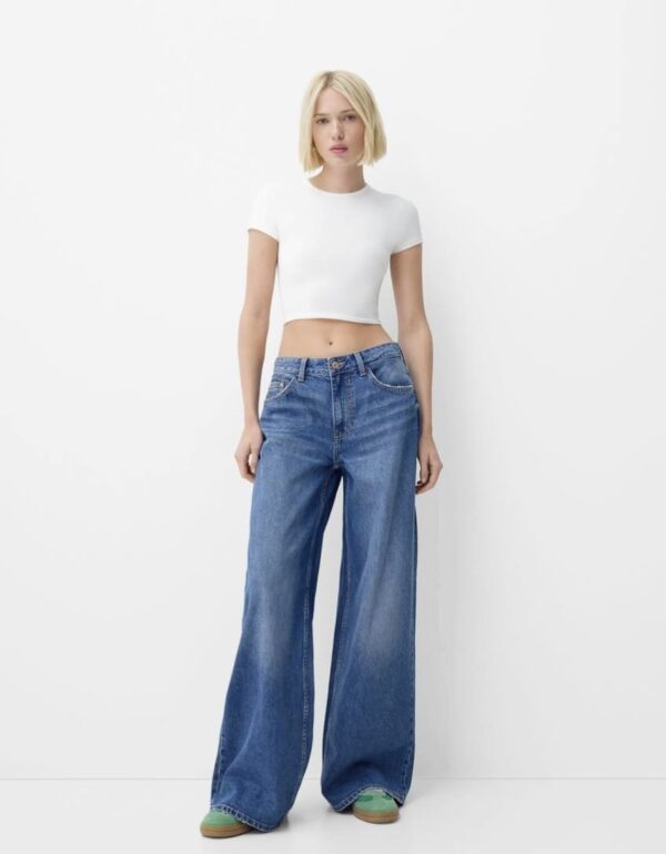 P&B High Rise Wide Leg Denim