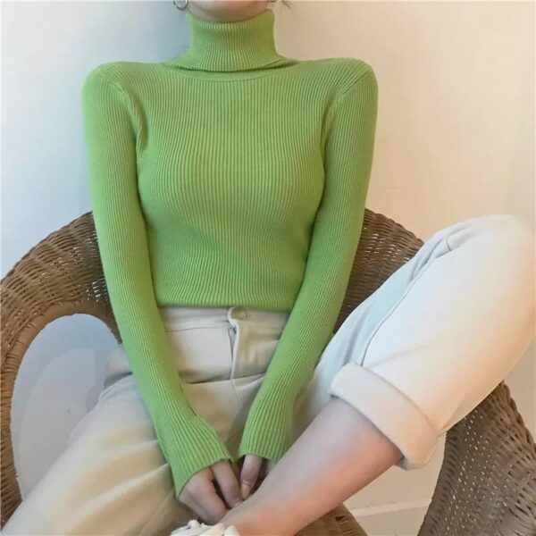 Casual High neck knitted women sweater - Image 3
