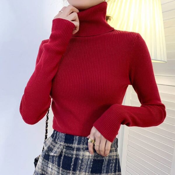 Casual High neck knitted women sweater - Image 4