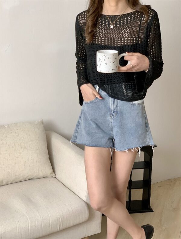 Hollow Sun Protection Knitwear Women's Versatile Loose Sweetheart Top - Image 4