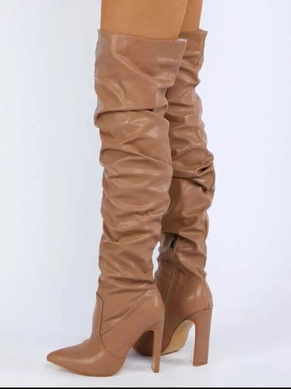 Premium Thigh High Tan Boots - Image 2