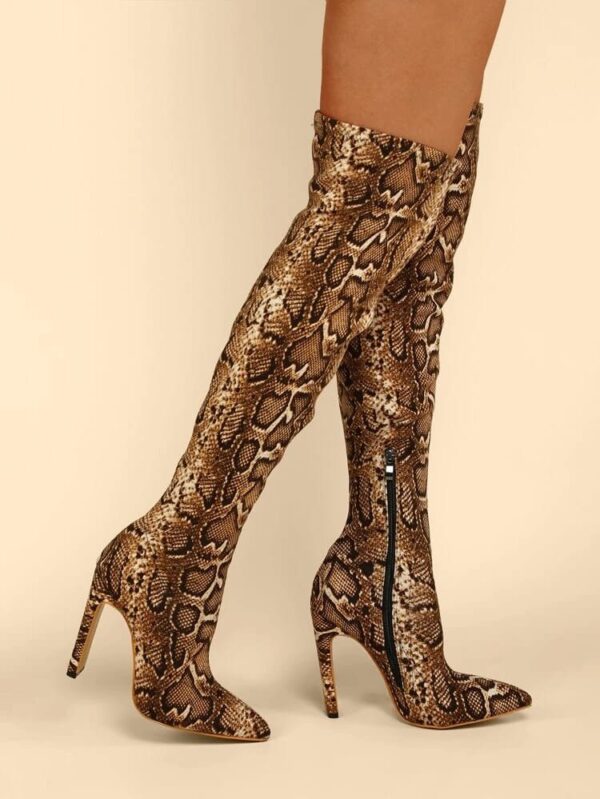 Snake Pattern Thigh High Boots - Image 3