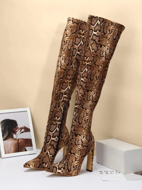 Snake Pattern Thigh High Boots - Image 2