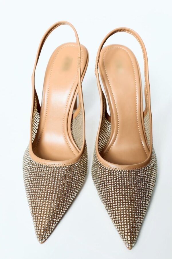 Premium Rhinestone Studded Nude Heels - Image 5