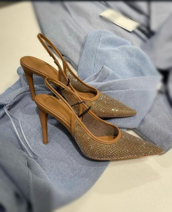 Premium Rhinestone Studded Nude Heels - Image 6