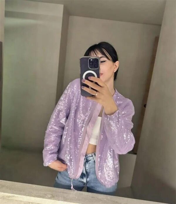 Sequined Luxury Zipper Jacket - Image 5